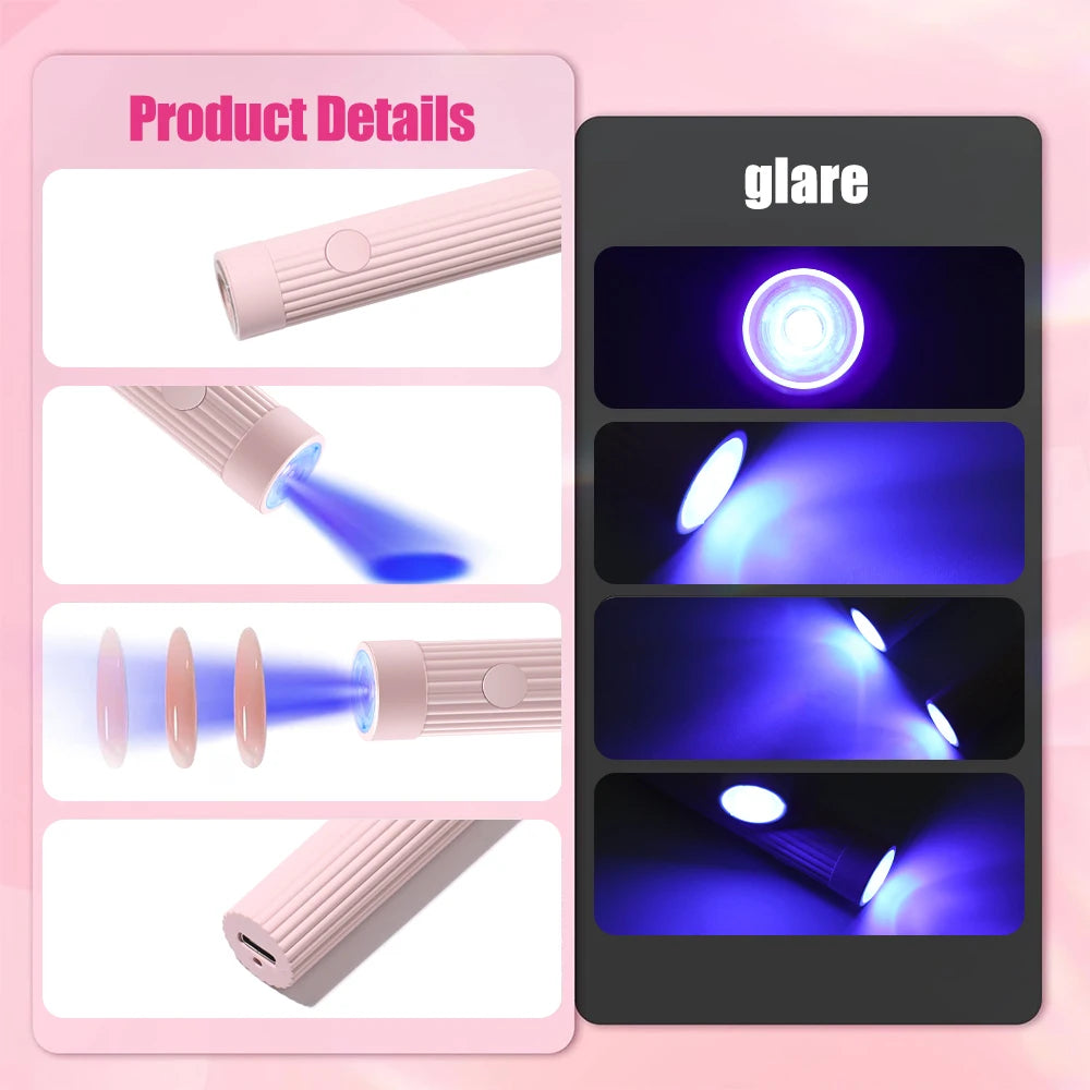 YIKOOLIN 1 Pc Pen Shape Portable UV/LED Nail Lamp for Gel Polish & Press on Nails Cordless USB Nail Dryer Dryer for Gel Polish