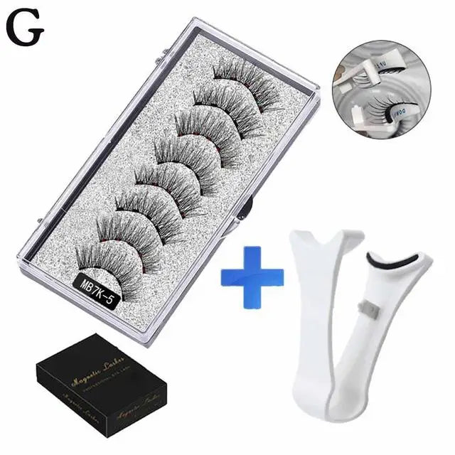 3D Natural Magnetic Eyelashes,With 5 Magnetic Lashes Eyelashes Handmade False Gift Reusable Magne T6N2