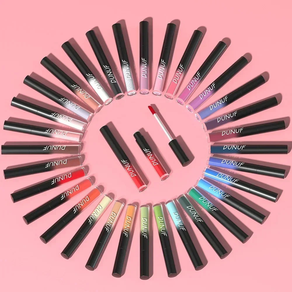 32 Color Lipstick Matte Lasting Lip Gloss Moisturizing Non-stick Cup Halloween Party Purple Blue Black Highly Pigments Lip Glaze