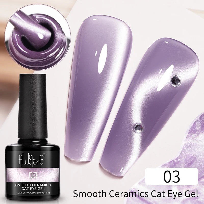 AWStorG Intense Rainbow Cat Eye Gel 5ml Holographic Laser Magnetic Nail Gel Soak Off UV LED Gel Polish Shiny Rainbow Manicur