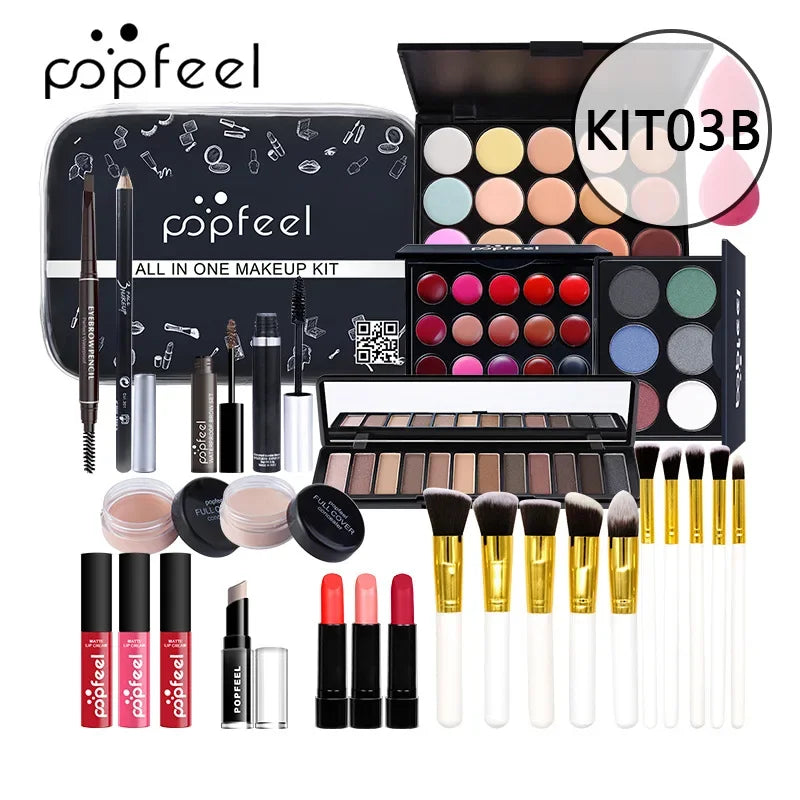 Christmas Makeup Gift Box Foundation Eyeshadow Powder Long Lasting Lip Ink 27 Pieces Birthday Gifts Makeup for Women Full Kit