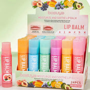 24PCs Natural Fresh Fruit Lip Balm Set Winter Moisturizing Lip Oil Long-Lasting Glossy Nourishing Lipstick Dry Lip Care Makeup