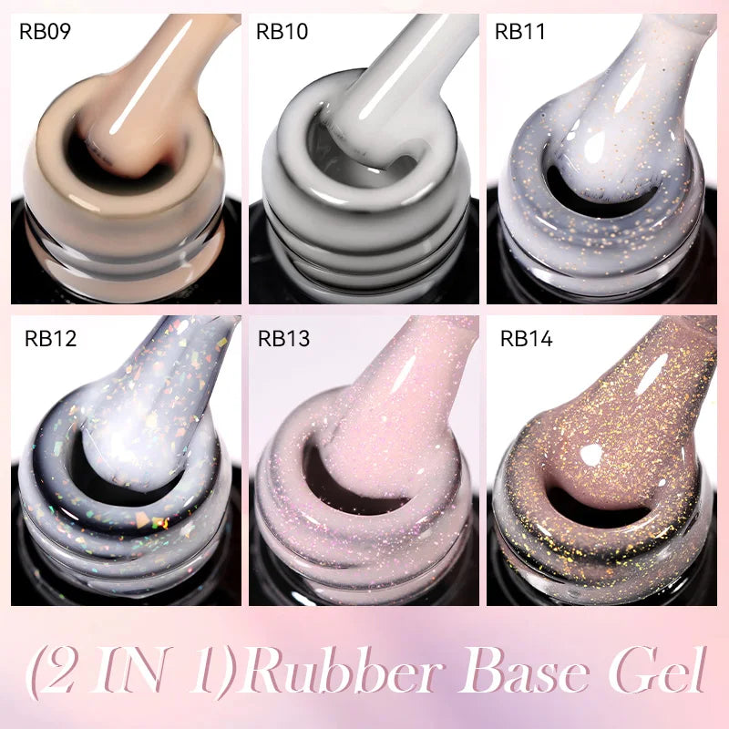 LILYCUTE Nude Crystal Rubber Base Gel Nail Polish Natural Color Semi Permanent UV Gel Soak Off Self Leveling Nail Gel Varnishes