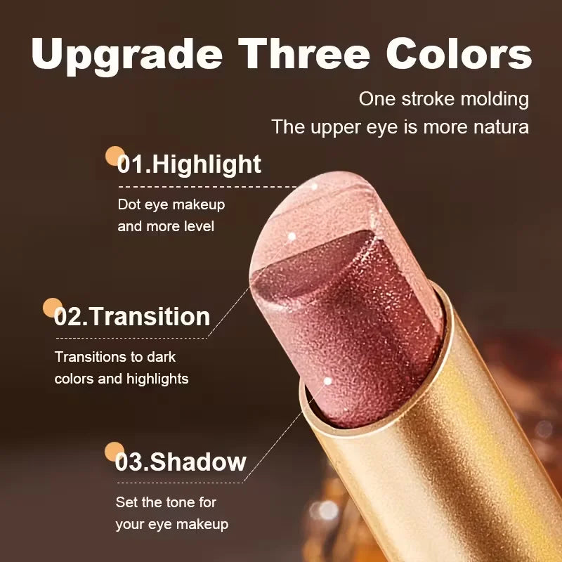 OPE Tri-Color Eyeshadow Stick — Gradient Shimmer, Waterproof Pearlescent Eyeshadow — Long-Lasting Eye Makeup