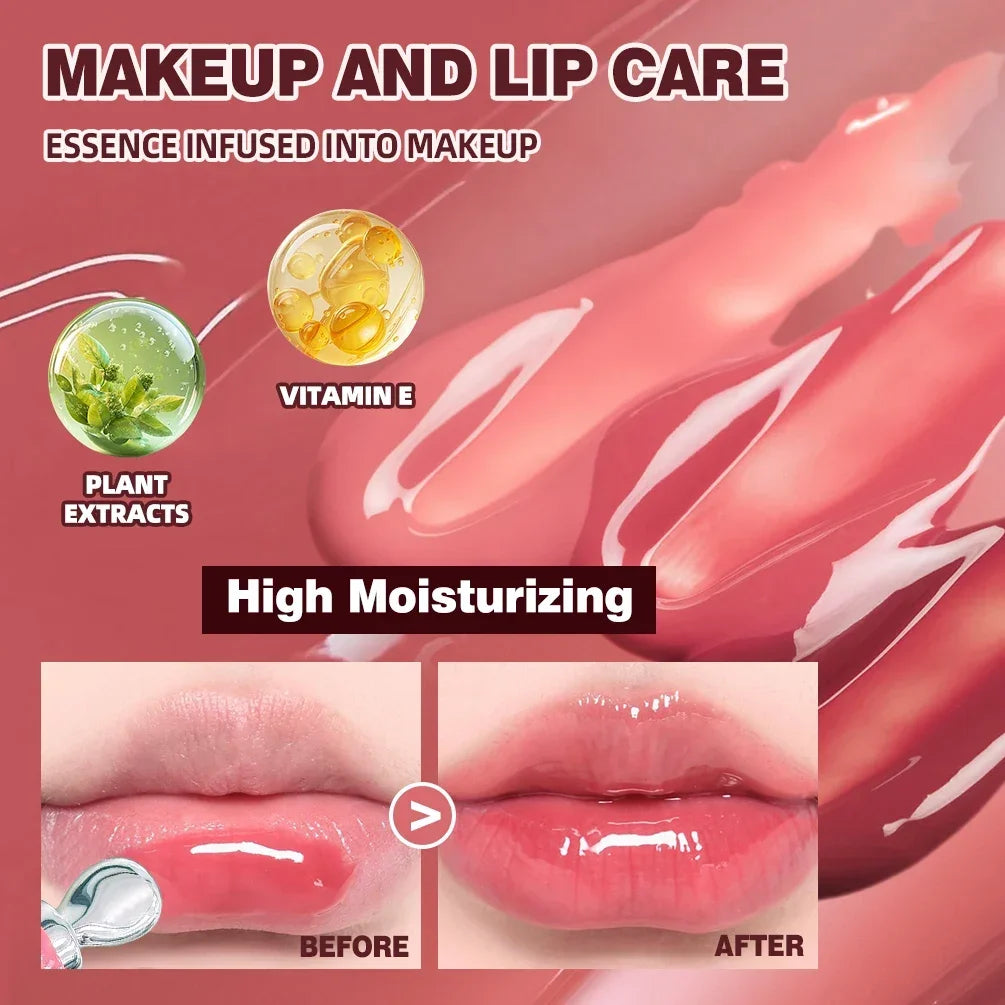 QIBEST 4 Colors Mirror Pearl Fine Shimmering Hydrating Pipe Lip Gloss Moisturizing Crystal Gloss Lip Glaze Layering Lip Makeup