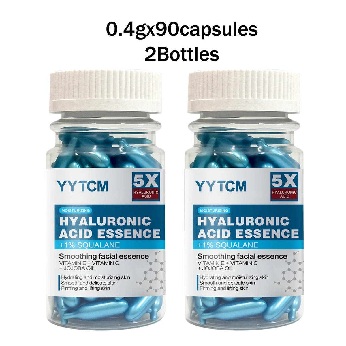 Hyaluronic Acid Deep Moisturizing Capsule Essence, Hydrates and Smoothes the Skin, Contains Plant-Derived Squalane, Vitamin E, Vi