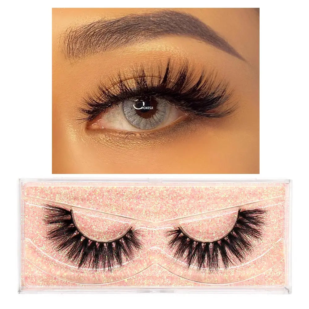 FOXESJI Makeup Eyelashes 3D Mink Lashes Natural Long Lasting Wispy Soft Eyelash Extension Fluffy Eye Lashes Mink False Eyelashes