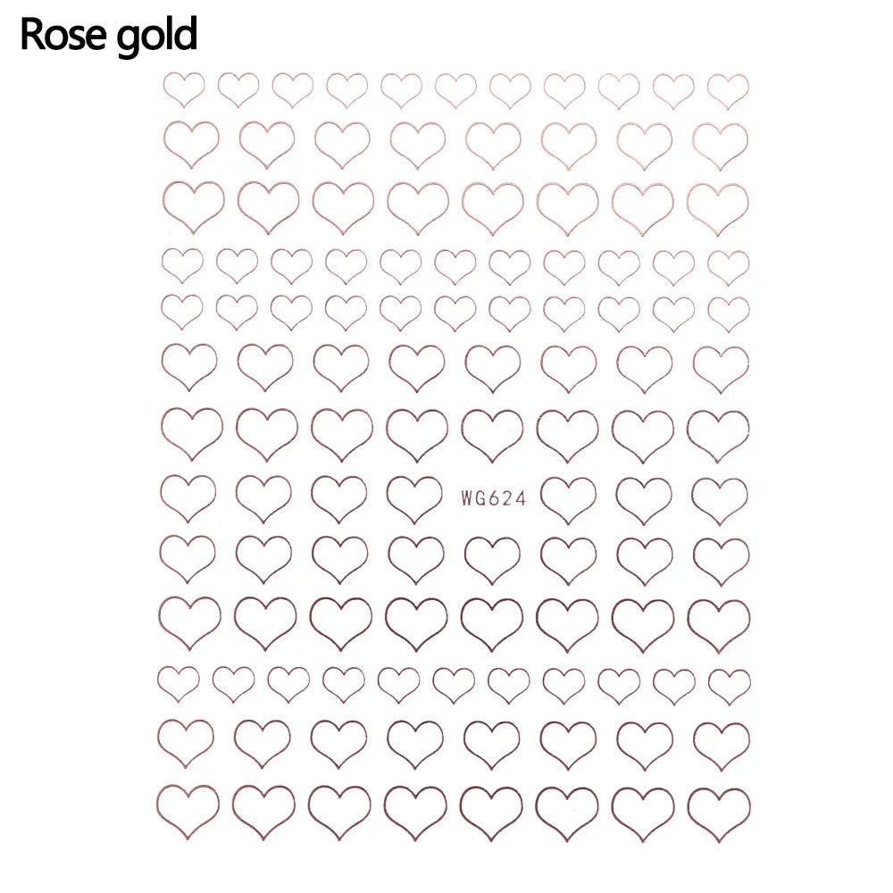 Shiny Gold Star Moon Sun Nail Stickers for Manicure Accessories Heart Feather Animals Printing Self Adhesive Nail Wrap