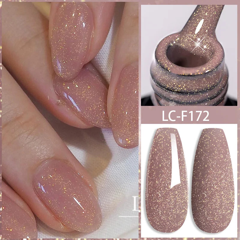 LILYCUTE 7ml Champagne Rose Gold Glitter Gel Nail Polish Colorful Sparking Long Lasting Manicure Soak Off Nails Art Gel Varnish