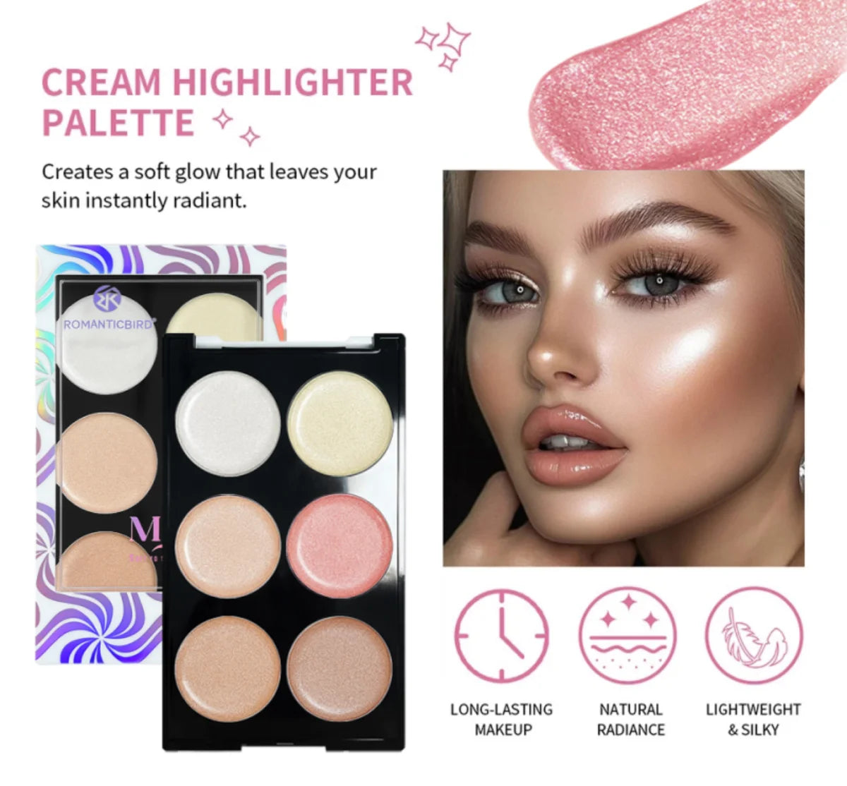 Pearlescent Diamond Highlighting Intense Sparkle Blush Shimmer Facial Contour Brightening Lasting Liquid Highlighter