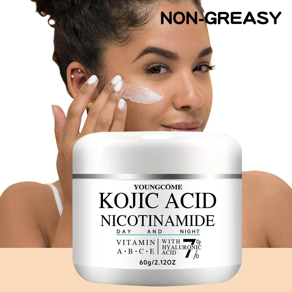 Day & Night Facial Cream with Kojic Acid, Niacinamide, Vitamins A/B/C/E and Hyaluronic Acid - Daily Hydrating & Nourishing Skinc