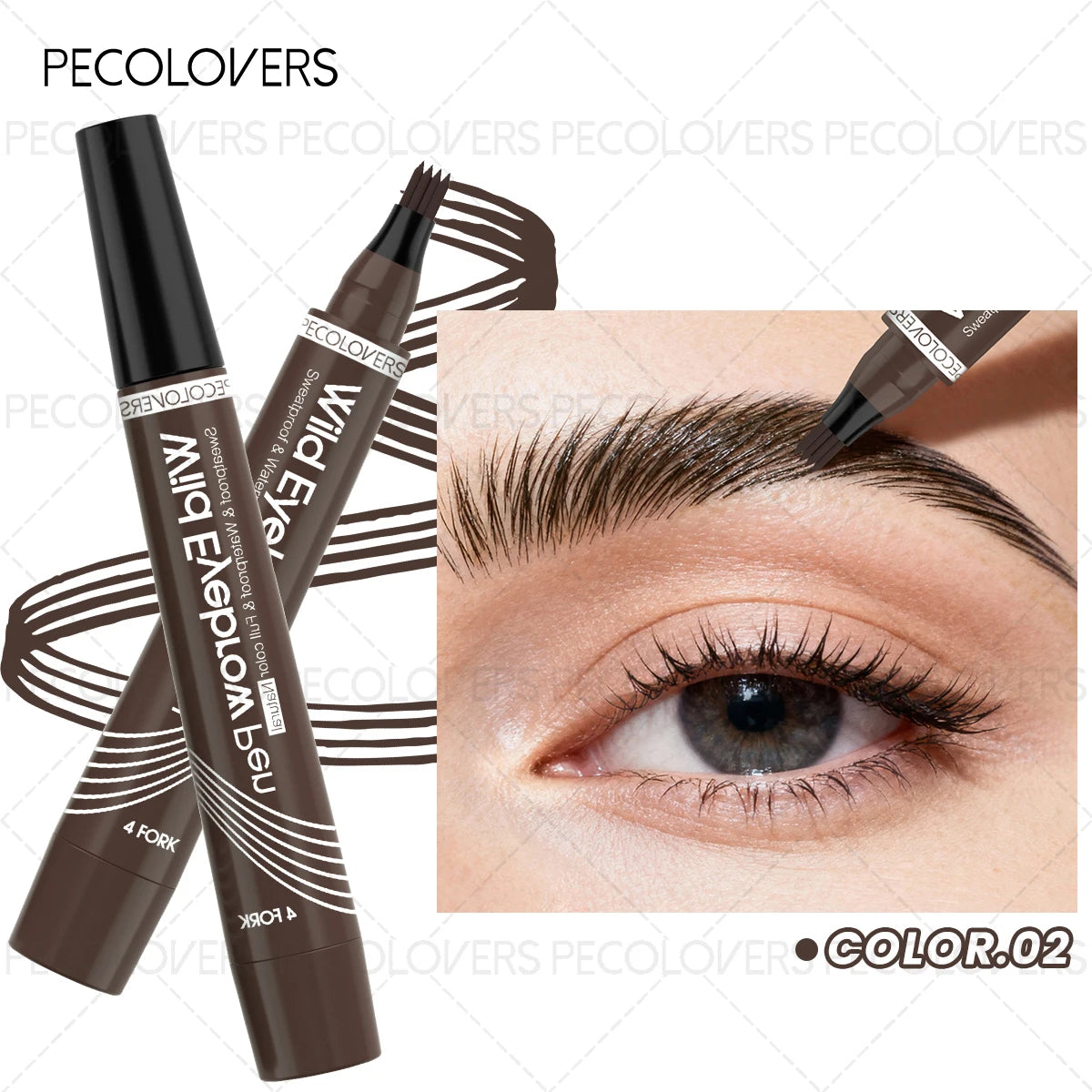 Multi-color Four-pronged Eyebrow Pencil, Liquid Eyebrow Pencil, Defined Eyebrows, Waterproof and Sweatproof, Eyebrow Cosmetics