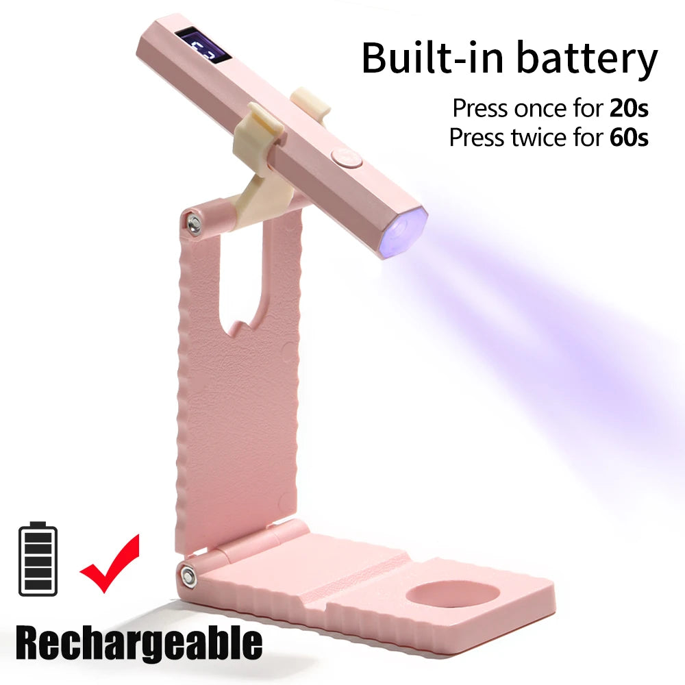 LINMANDA Minicure Handheld UV Light for Gel Nails Portable UV Nail Lamp Rechargeable LED Nail Lamp for Nails Art Desk Stand