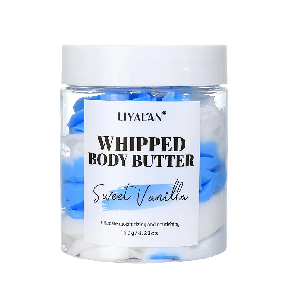 Multicolor Whipped Body Butter Coconut Oil Jojoba Oil Nourishing Hydration Cream Vegan Vanilla Mango Strawberry Body Lotion