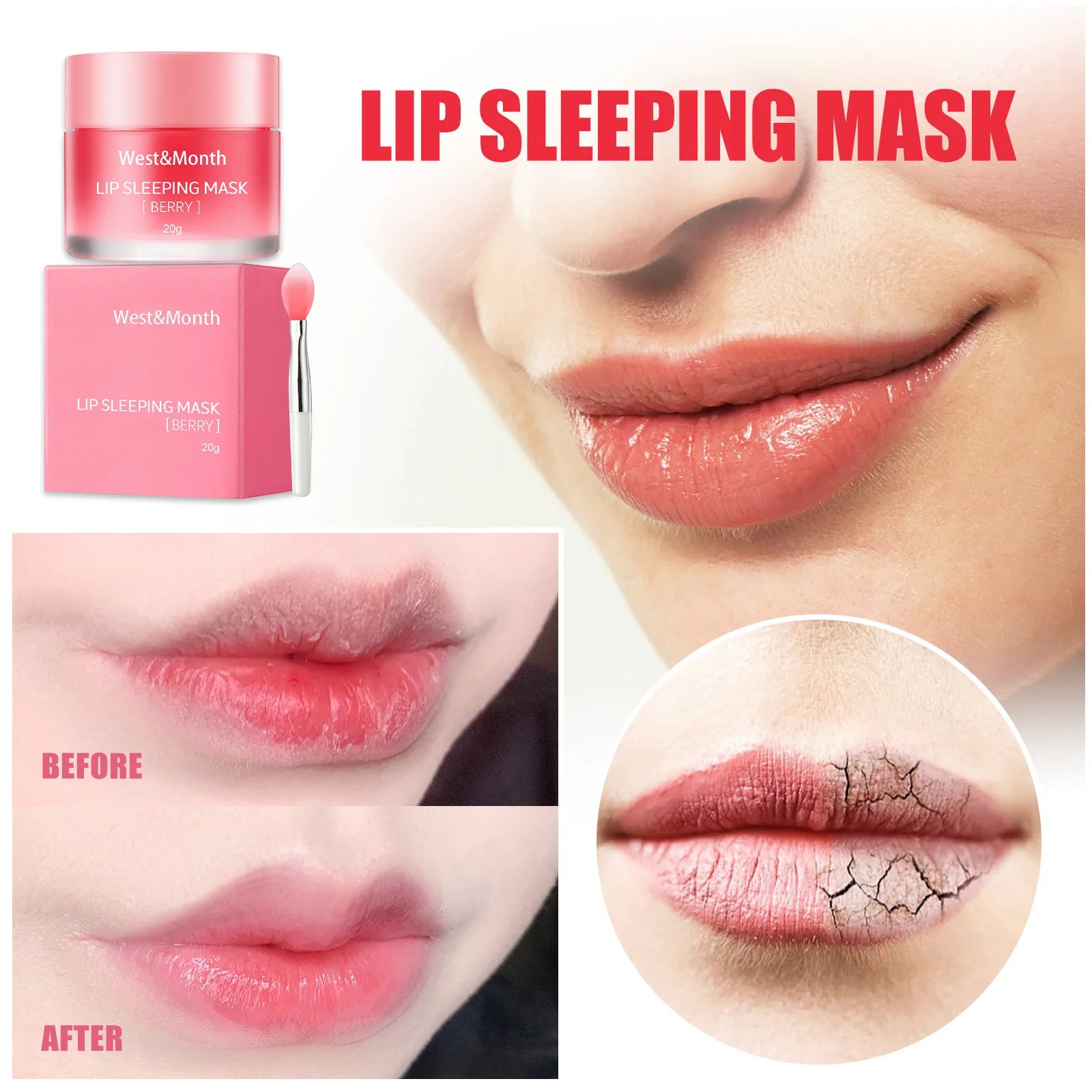 20g Berry Lip Sleeping Mask Night Sleep Maintenance Moisturizing Fade Lip Lines Nourishing Lip Balm Skin Care Korean Cosmetic