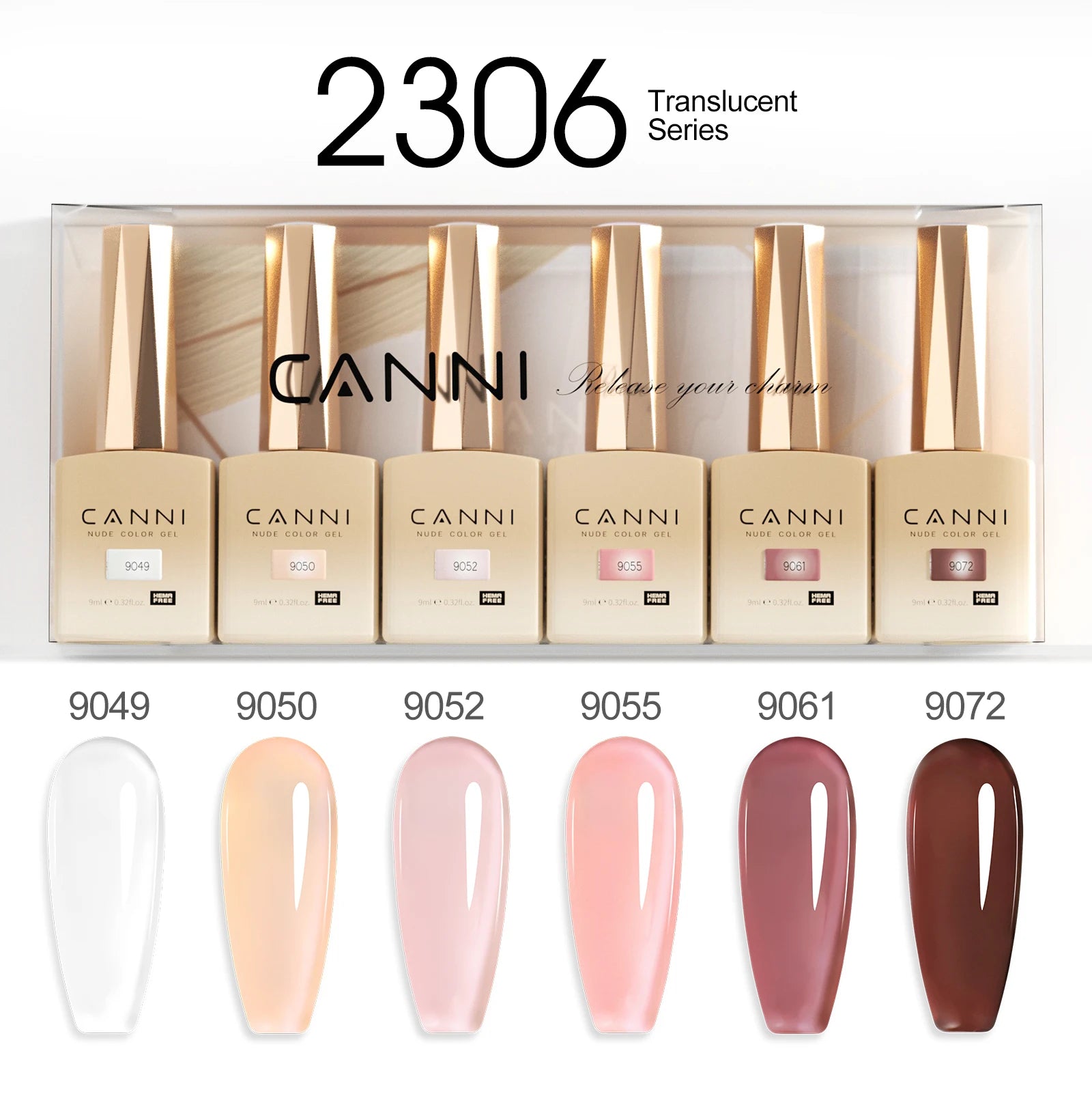 6pcs*9ml HEMA TPO FREE Nail Gel Polish CANNI Semi Permanent Jelly Pink Nude Color Gel Varnish Great Coverage UV LED Lacquer