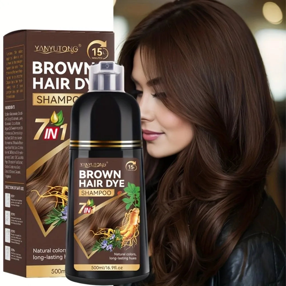 Unisex Adult 7-in-1 Hair Color Shampoo, Hair Color Foam, Plant-Based Hair Color, Easy Shampoo, Cover Gray Hair