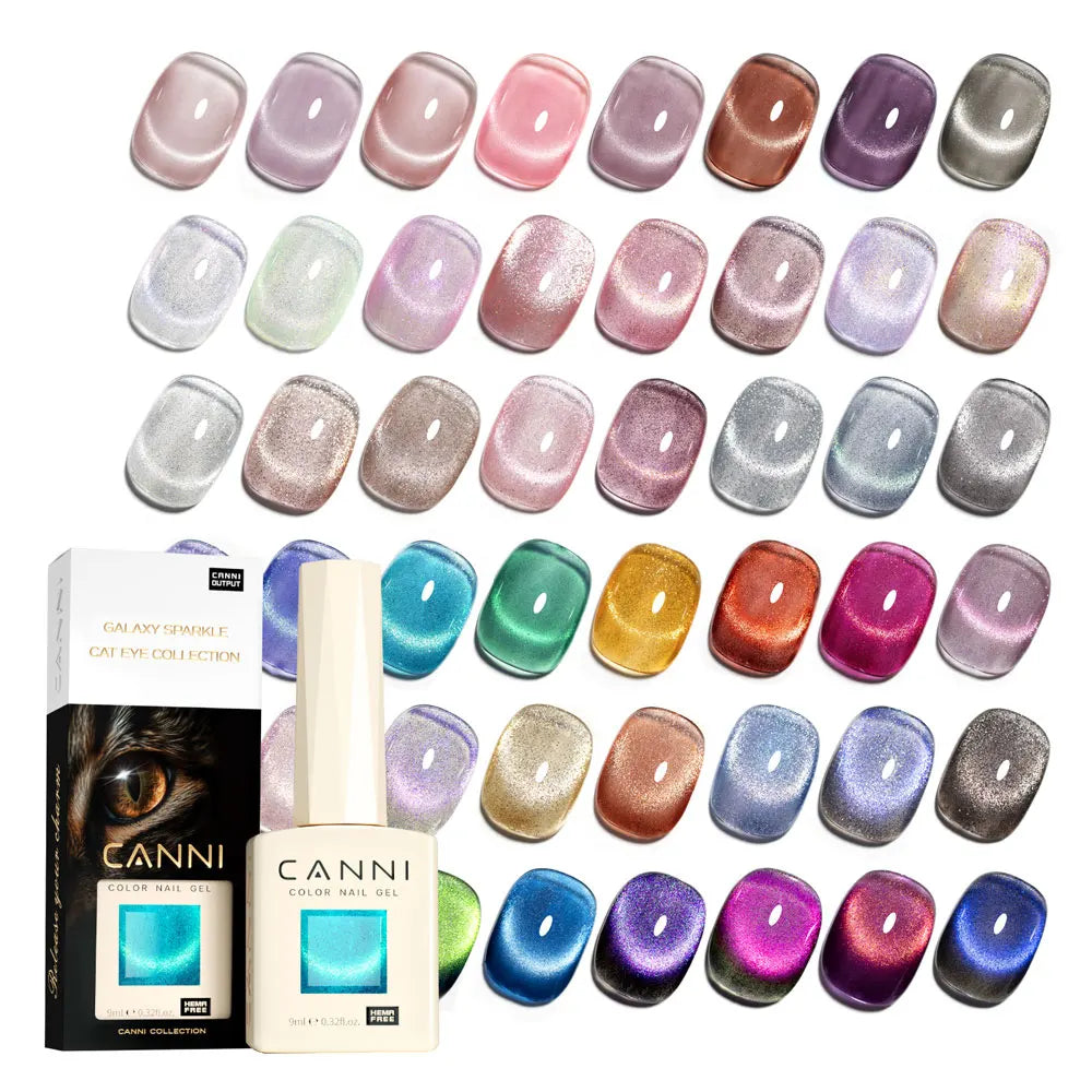 CANNI HEMA TPO FREE Gel Nail Polish Galaxy Cat Eye Gel Magnet Glitter Diamond Sparkle Gorgeous Color Soak Off UV LED Gel Lacquer