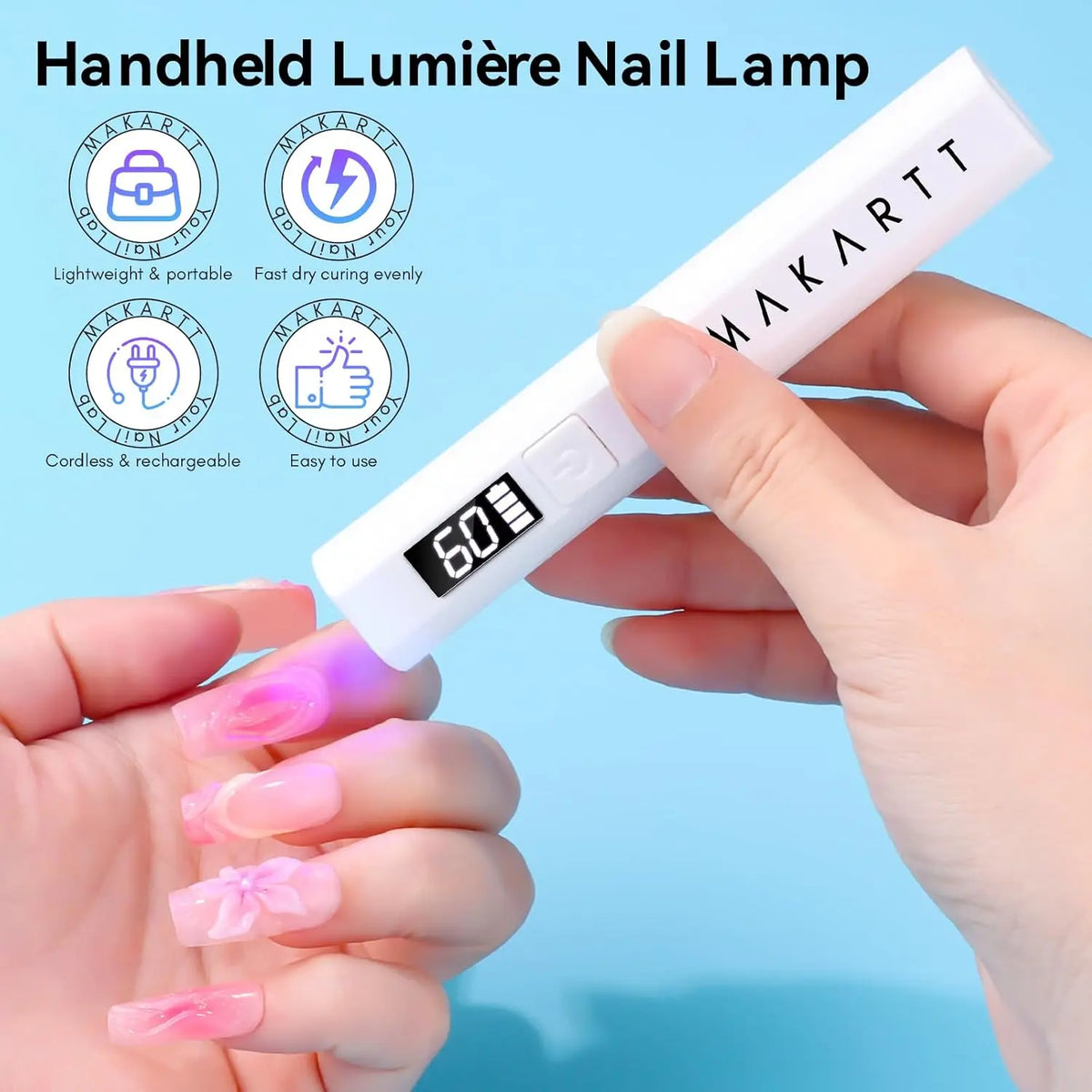 Makartt UV Light for Gel Nails: Handheld Mini UV LED Nail Lamp Portable Lumière Nail Dryer for Curing Gel Polish Nail Glue