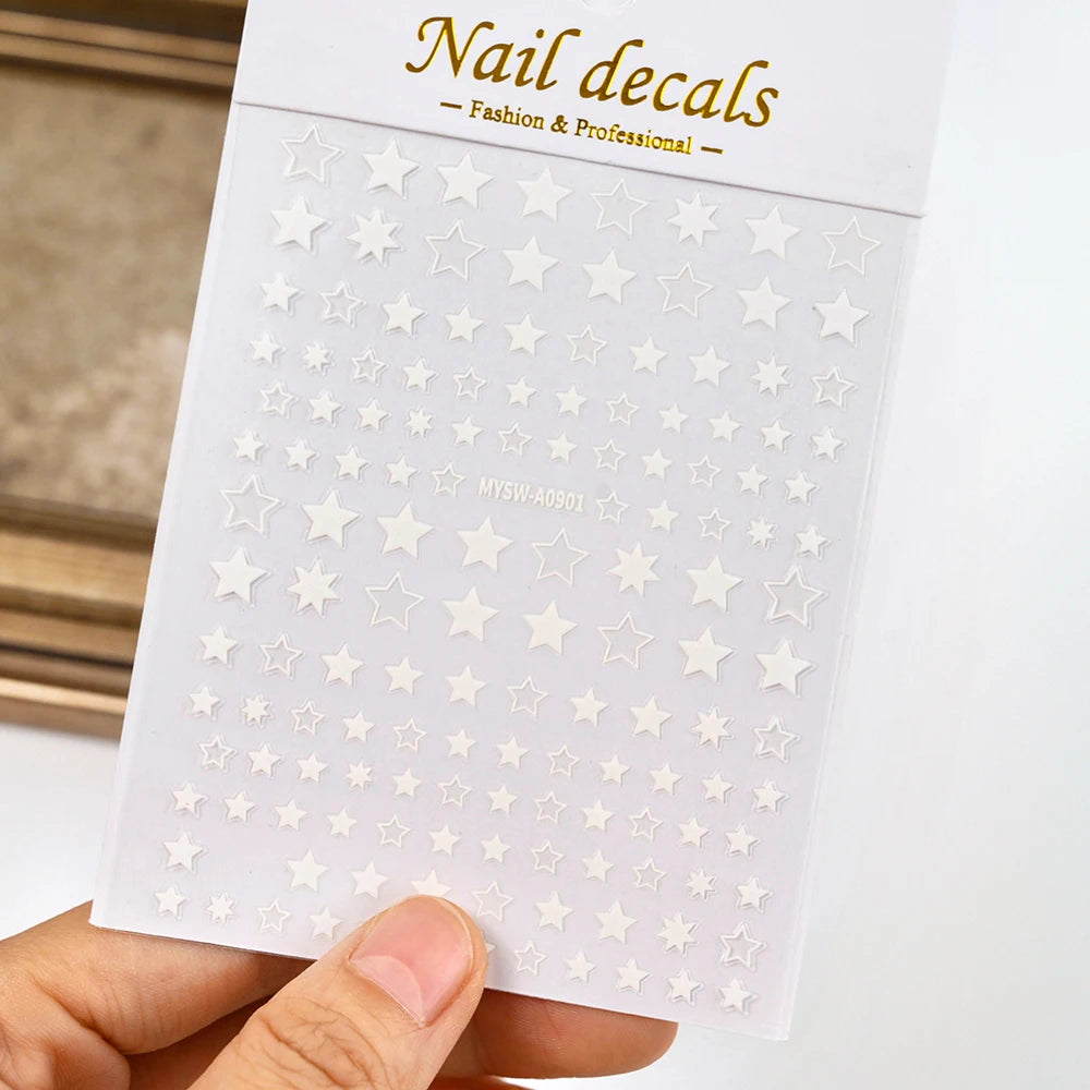 1pcs Star-Themed Nail Art Stickers 3D Self-Adhesive Plastic Decals With Glitter Finish Anime Rectangle Shape Ideal For DIY Nails