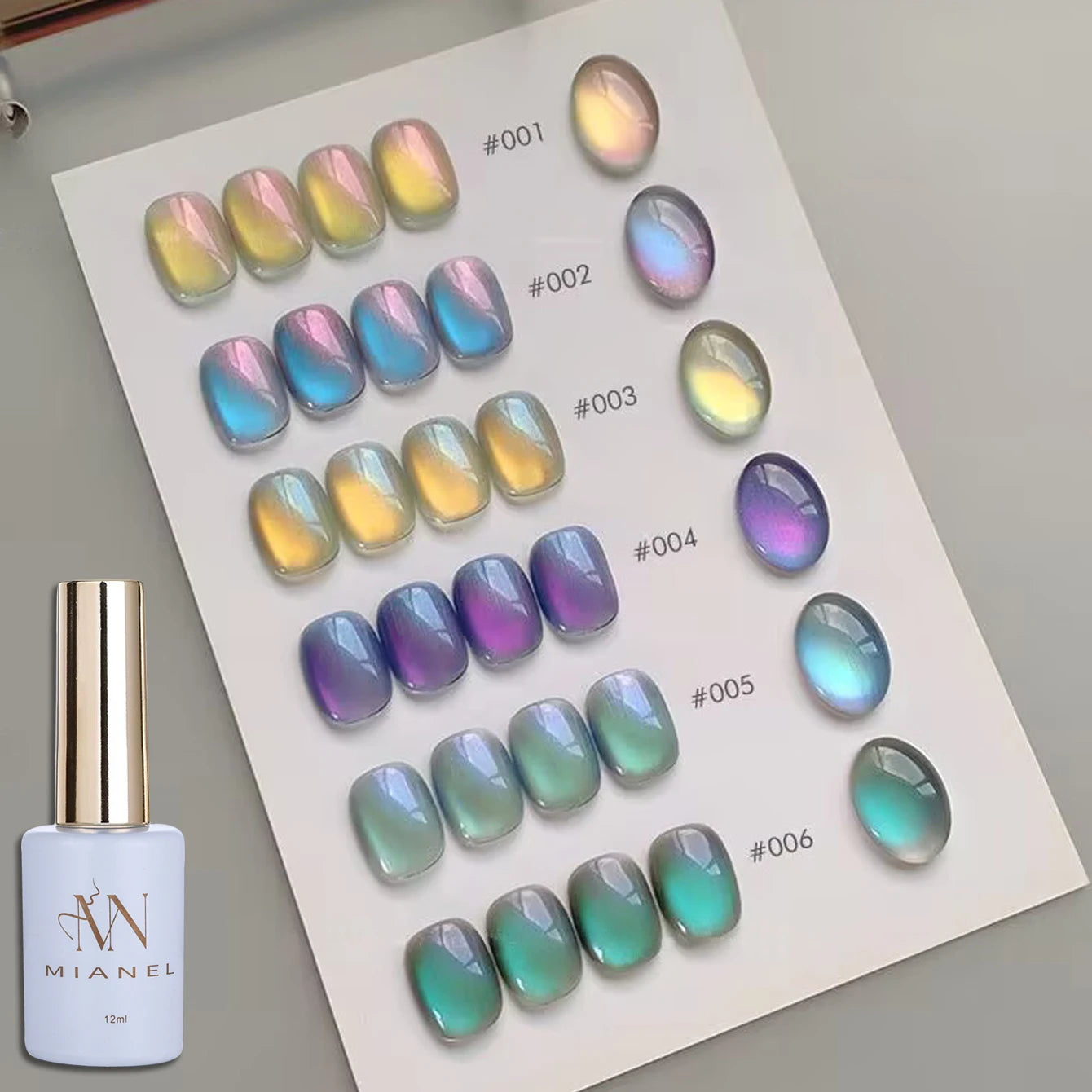 MIANEL 1-6pcs 12ML Summer Night Nail Supplies Shadow Star Sea Series Cat Eye Gel Nail Polish Nail Art Green Nails Blue Nails