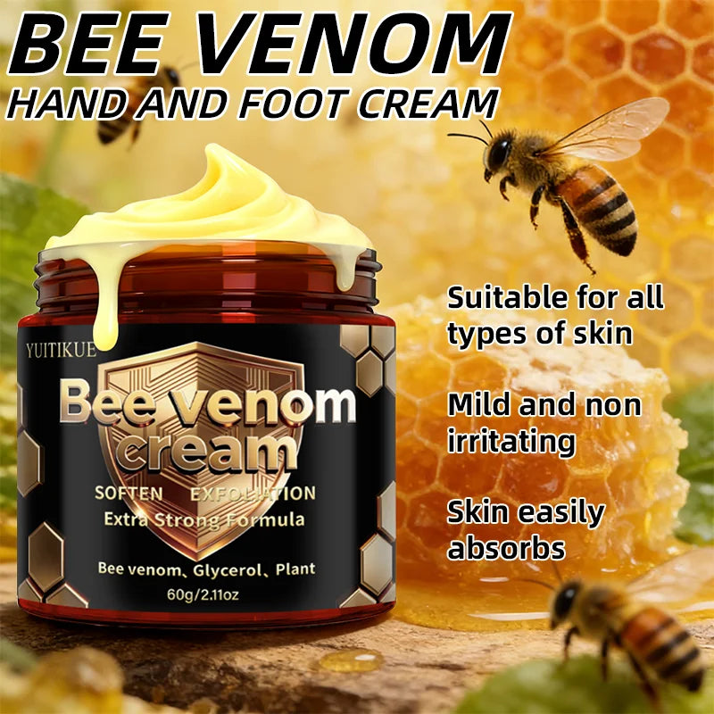 YUITIKUE Bee Venom Foot Cream - Soften Exfoliation Foot Care Cream Extra Strong Plant Formula for Dry Feet