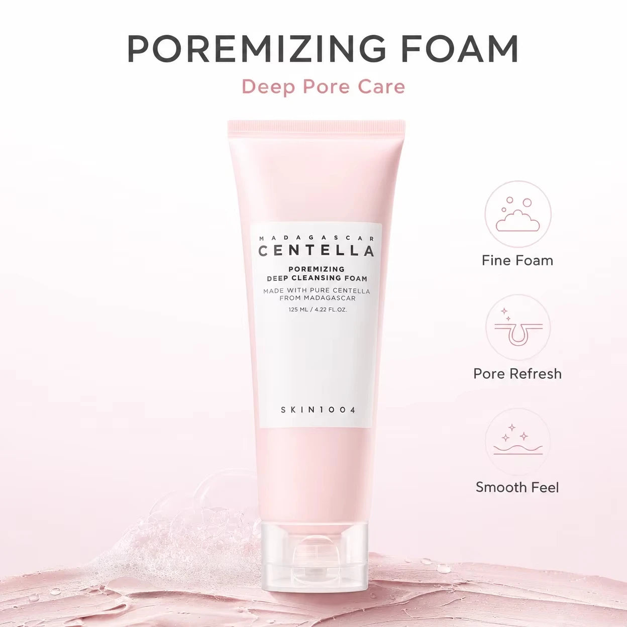 Korean Centella Poremizing Deep Cleansing Foam Tone Brightening Cleansing Gel Foam Facial Moisturizing Fresh Cleanser 125ml Gift
