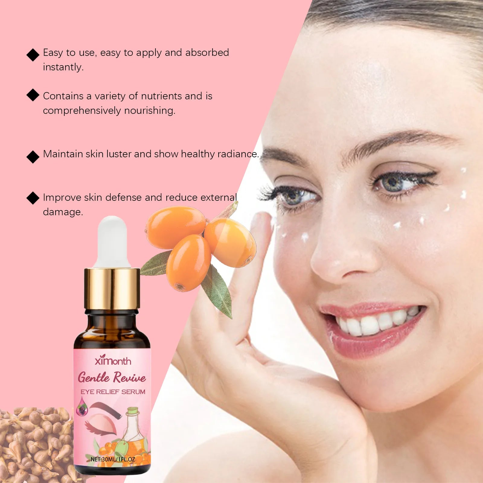 Ximonth Eye Relief Serum Relieve Skin Fatigue Firm Skin Prevent Milia Gentle Nourish Herbal Nursing Eye Soothing Essence Liquid