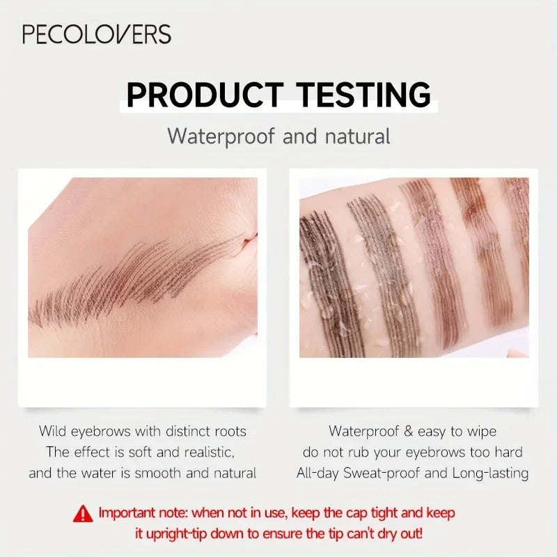 5 Colors Liquid Eyebrow Pen, Long Lasting Eyebrow Tattoo Pen, 4-splitted Head Eyebrow Tint Pen , Gray Brown Eyebrow Makeup