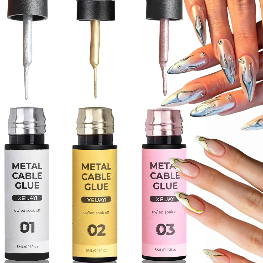 1/3Pcs Metallic Painting Liner Nail Gel Polish Gold/Silver/Rose Gold Chrome Mirror Effect Nail Gel Semi Permanent UV LED Vanrish