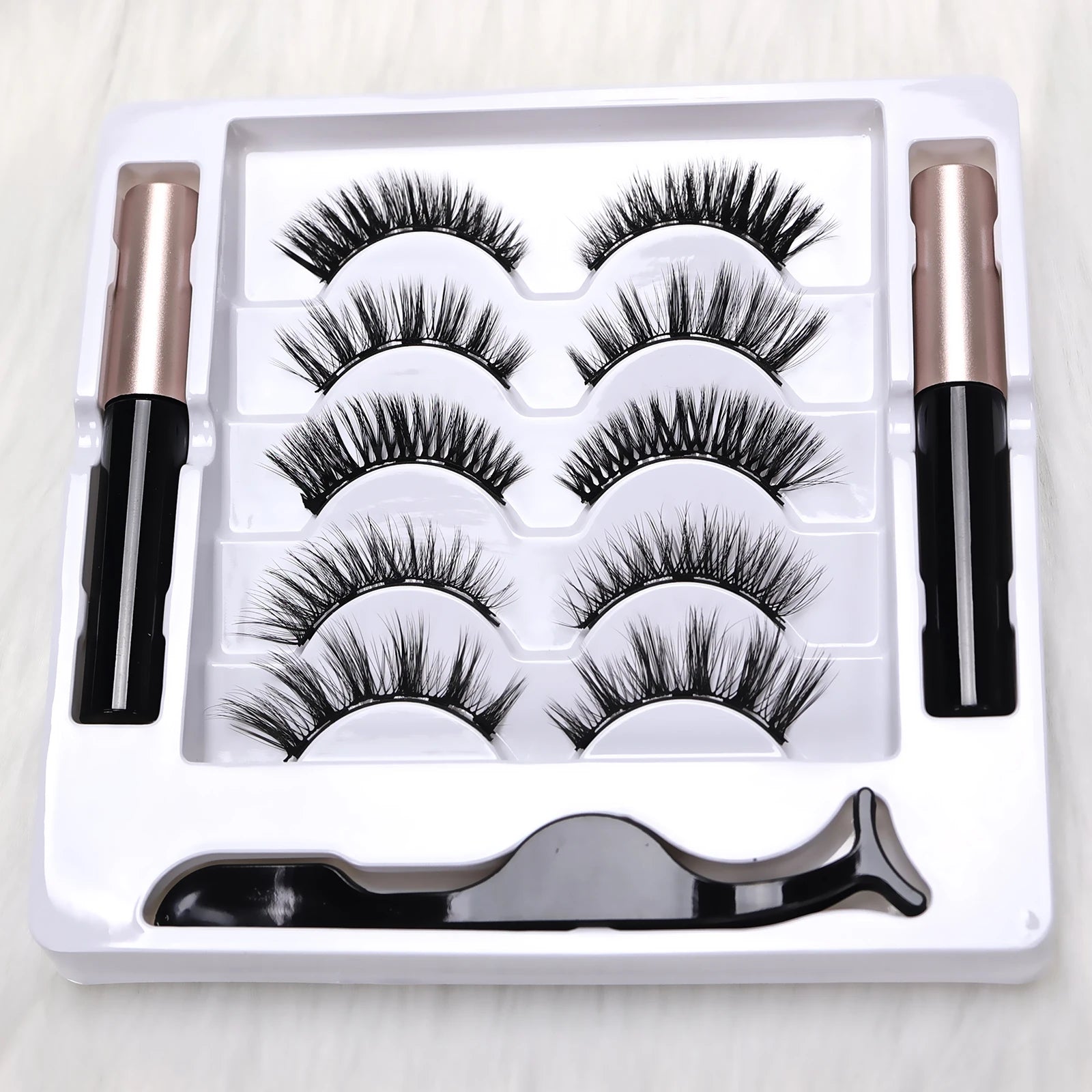 5 Pairs Magnetic Eyelashes Full Strip Set - No Glue Needed, False Lashes for Daily/Party Makeup