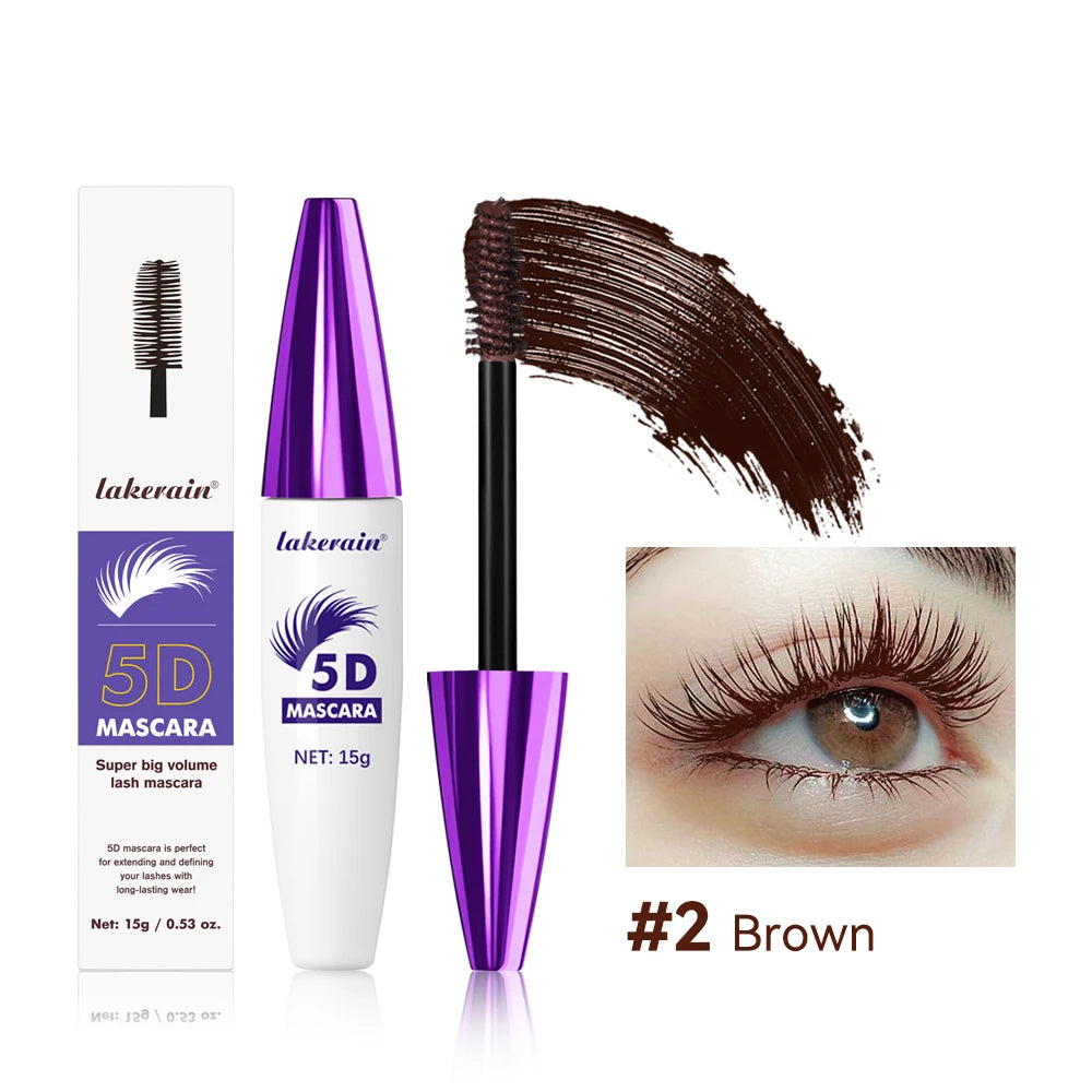5D Mascara Waterproof Thickening Lengthening Curling Liquid Fiber Mascara Long-Lasting Curling Eyelash Extension Cosmetics