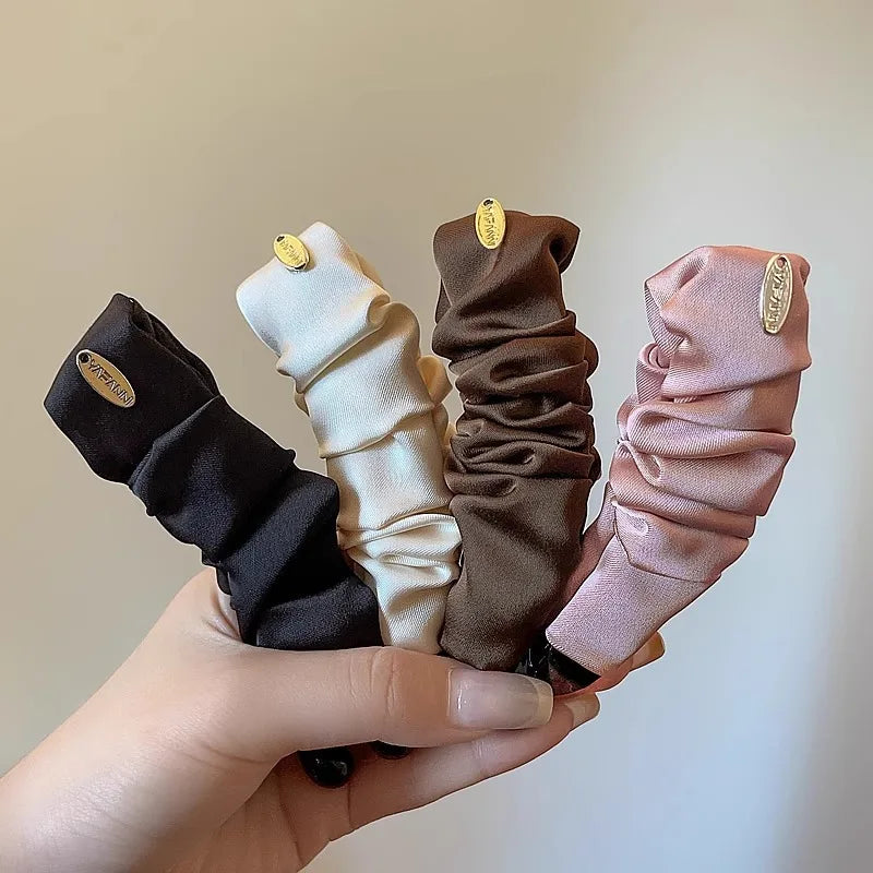 Korean Elegant Solid Fold Satin Banana Hair Clip For Women Girls Sweet Hair Ornament Hairpin Barrette Fashion Hair Accessories