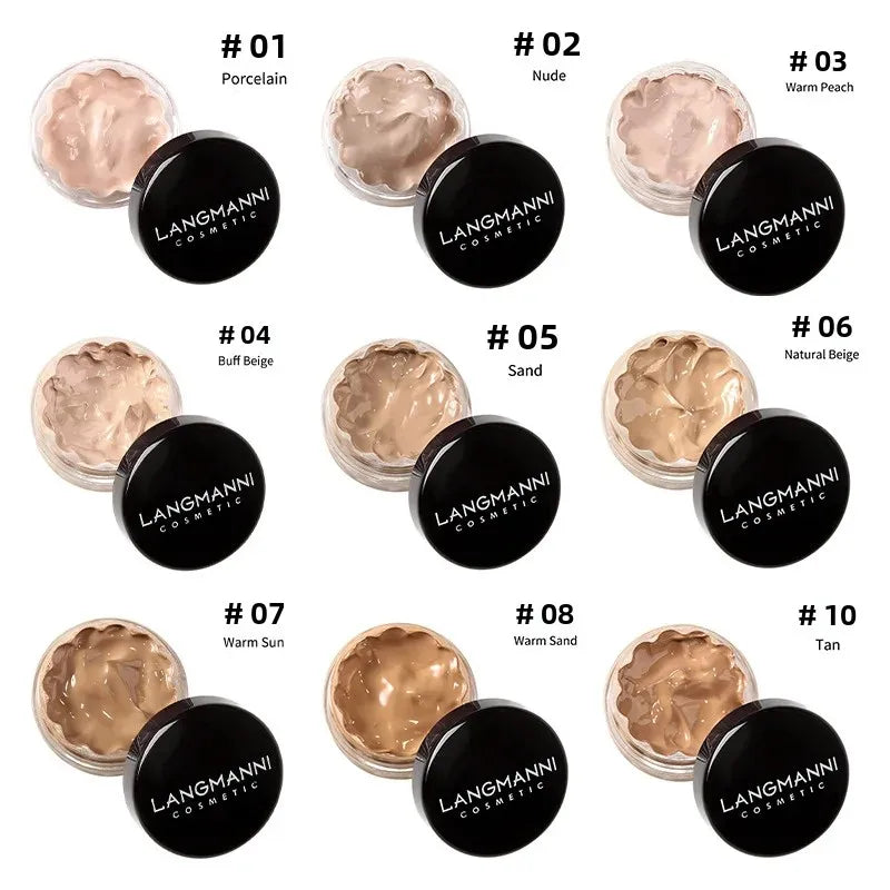 Full Coverage Liquid Concealer Waterproof Foundation Makeup Base Long Lasting Cream for Dark Circles Acne Natural Matte