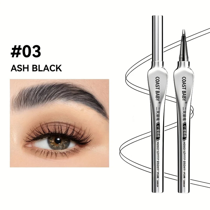 Beginner Friendly 2 Forks Tip Eyebrow Pen COAST BABY Waterproof Long Lasting Natural Smudge Proof Brow Pen