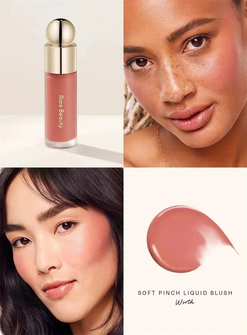 Rare Beauty Rose Neutral Mauve Blush Powder Portable Makeup Liquid Blush Moisturizing Dual-use Waterproof Lip Gloss Plump Smooth
