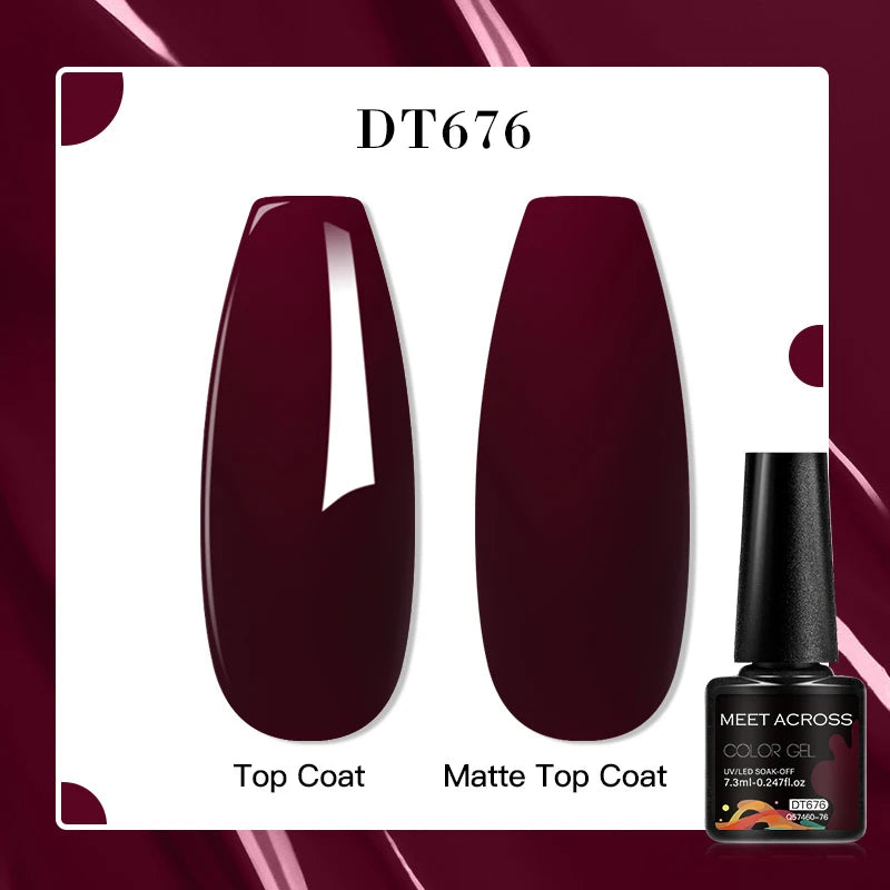 MEET ACROSS 7ml Red Blue Green Metallic Gel Nail Polish Super Bright Mirror Effect Semi Permanent LED UV Gel Nail Art Varnish
