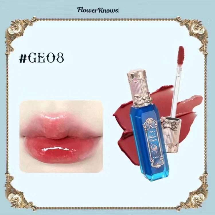 Flower Knows Moonlight Mermaid Clear Lip Gloss Collection Gemstone Lip Glaze Nourishing Mirror Lip Plumber Gloss Makeup 3.5ML