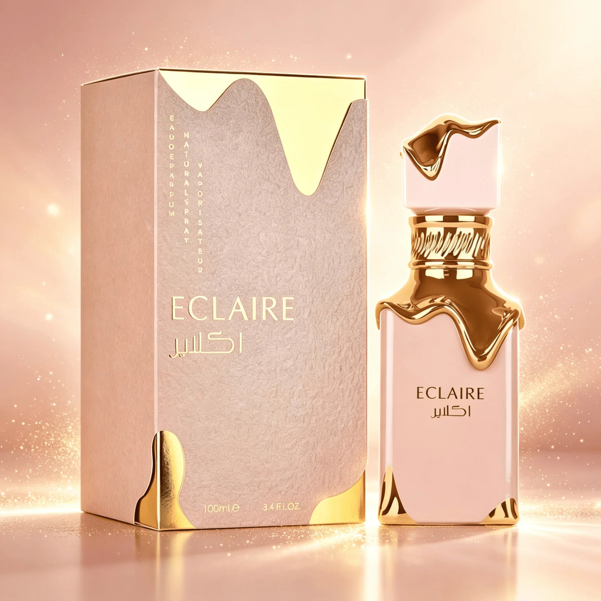 Lattsafa Eclaire Unisex Eau De Parfum Spray 3.40 Ounce 100ml Vanilla Caramel Sweet Floral Gourmand Scent Long‑Lasting Luxury Arabian Dubai Perfume Spray Ideal Scent for Dating Party Wedding Holiday Birthday Gift for Men & W