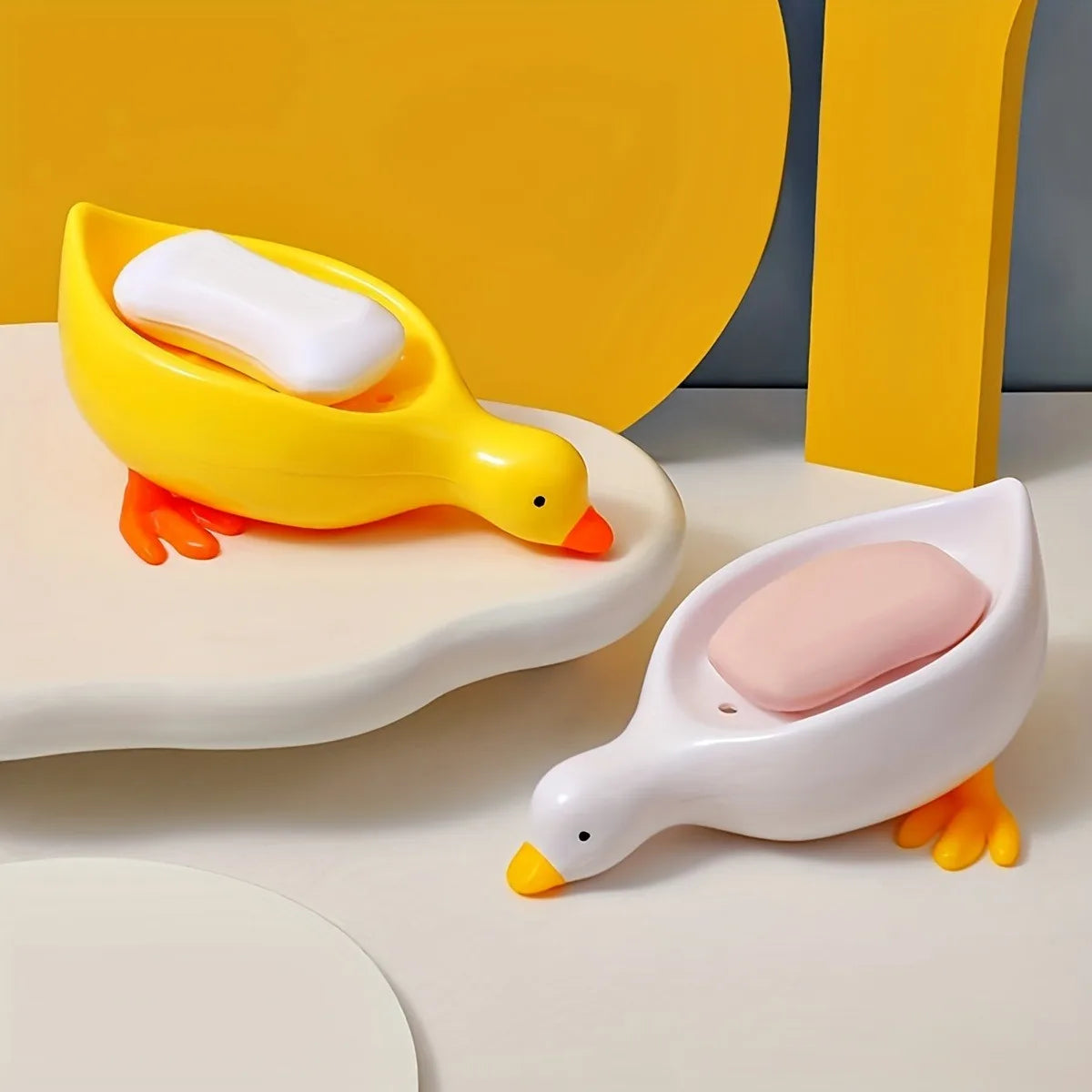 Duck Soap Dish - Cute Self Draining Soap Holder with Tray, Bathroom Decor Organizer for Sink Countertop | Novelty Gift Idea