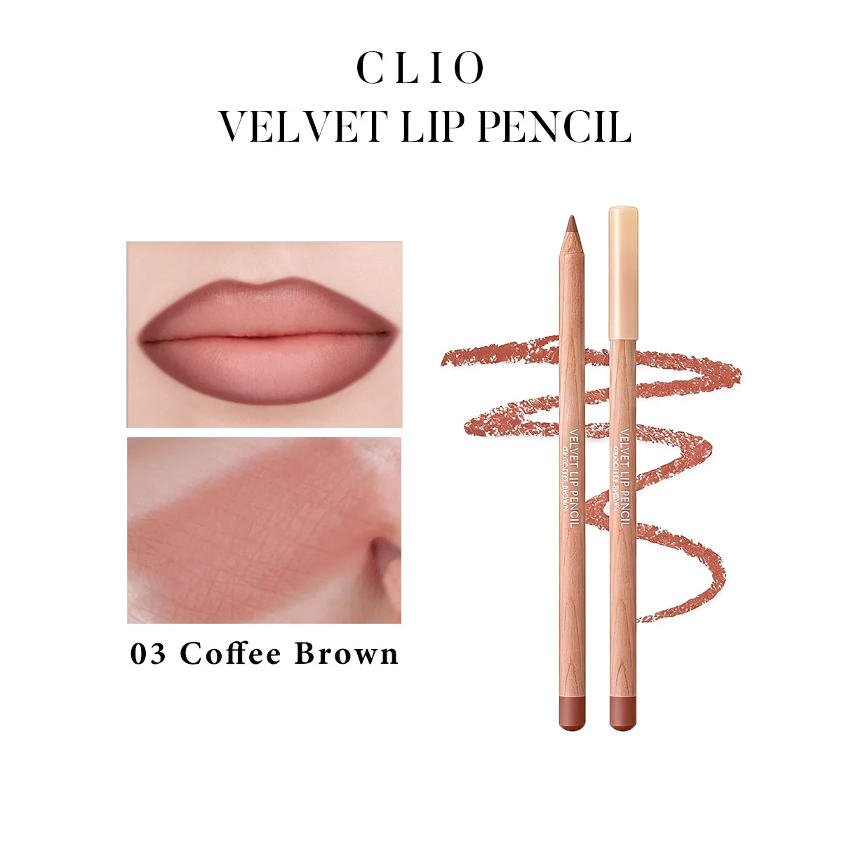 Clio Velvet Lip Pencil 02&03,Matte Finish&Creamy Formula,Long-Lasting Color&Non-Drying,Lip Shaping,Korean Cosmetic,Korean Makeup