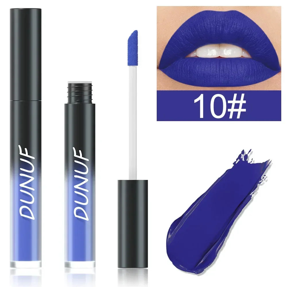 32 Color Lipstick Matte Lasting Lip Gloss Moisturizing Non-stick Cup Halloween Party Purple Blue Black Highly Pigments Lip Glaze