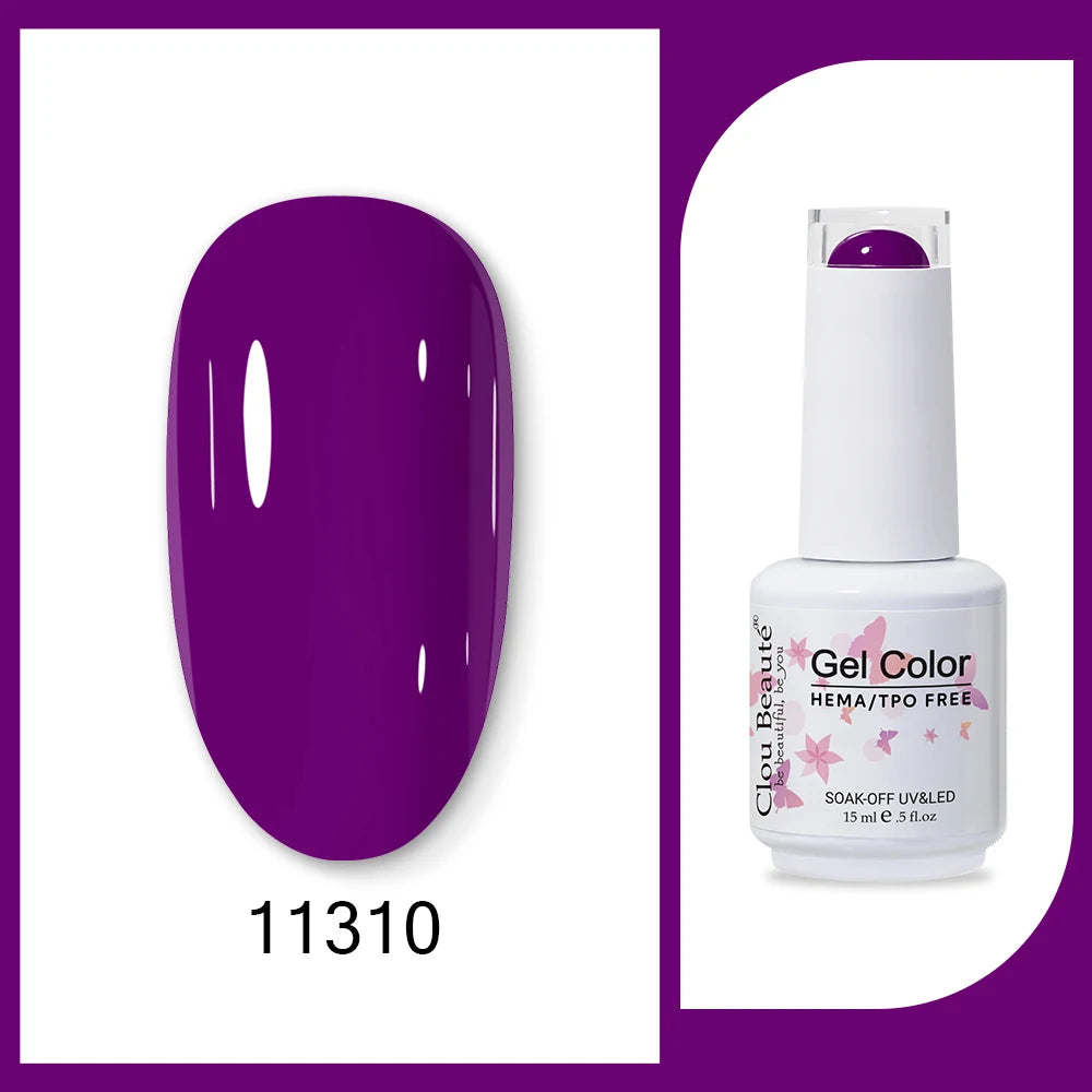 Clou Beaute 15ml Red Black White Green Neon Gel Nail Polish Base Top Coat Velvet Top 400 Colors Semi Permanent Gel Nail Varnish