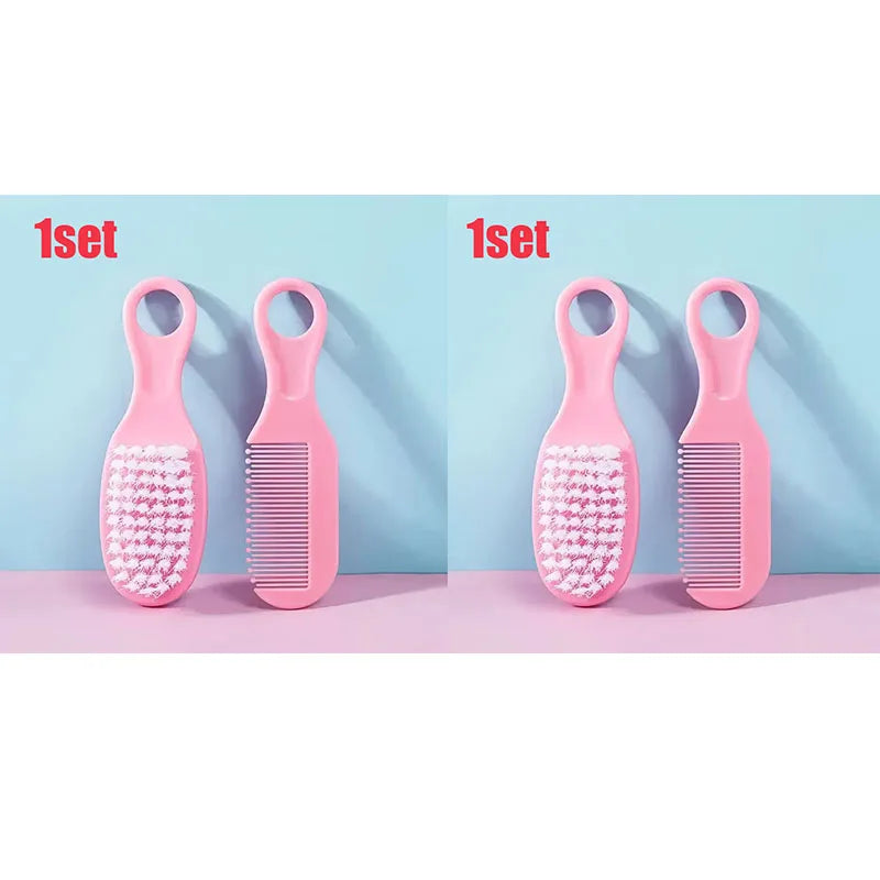 1/2Set Baby Hairbrush Comb Portable Newborn Infant Toddlers Soft Hair Brush Head Massager Comb Set Baby Kid Hair Care Supplies