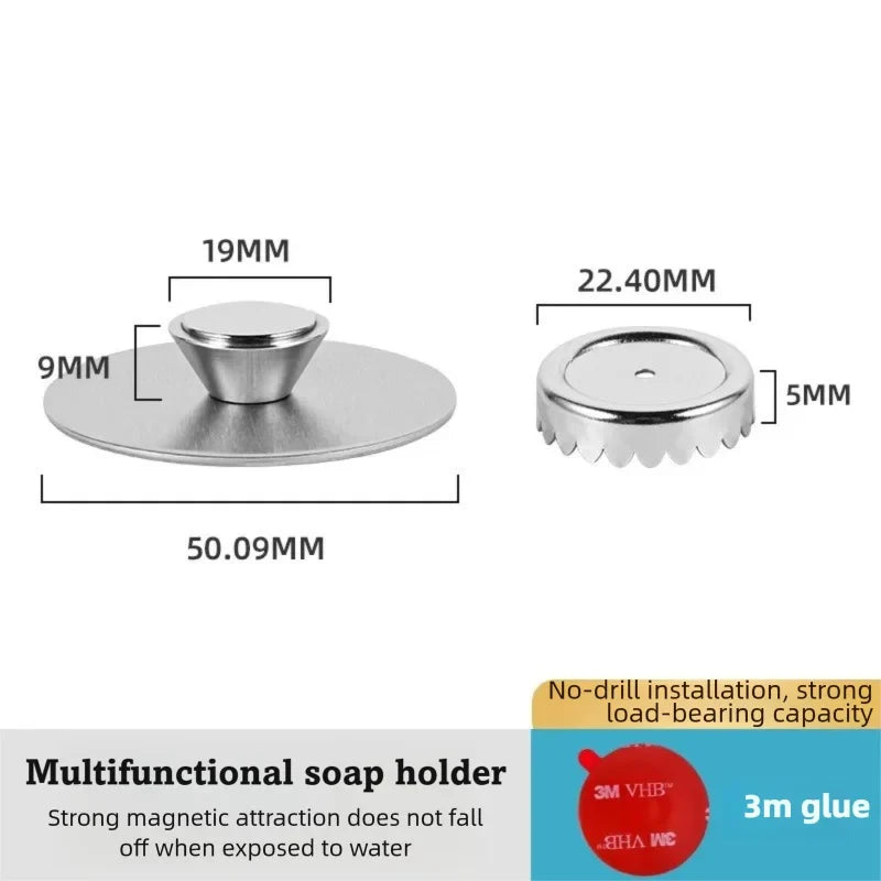 Stainless Steel Magnetic Soap Rack Multi-Functional Wall-Mounted Self-Drainage Bath Soap Dishes Kitchen Shower Room BXFZH03