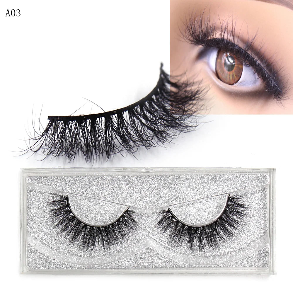 LEHUAMAO Makeup False Eyelashes Handmade Mink Lashes Fluffy Long 3D Strip Thick Fake Faux Mink Eyelashes Makeup Beauty Tool A19