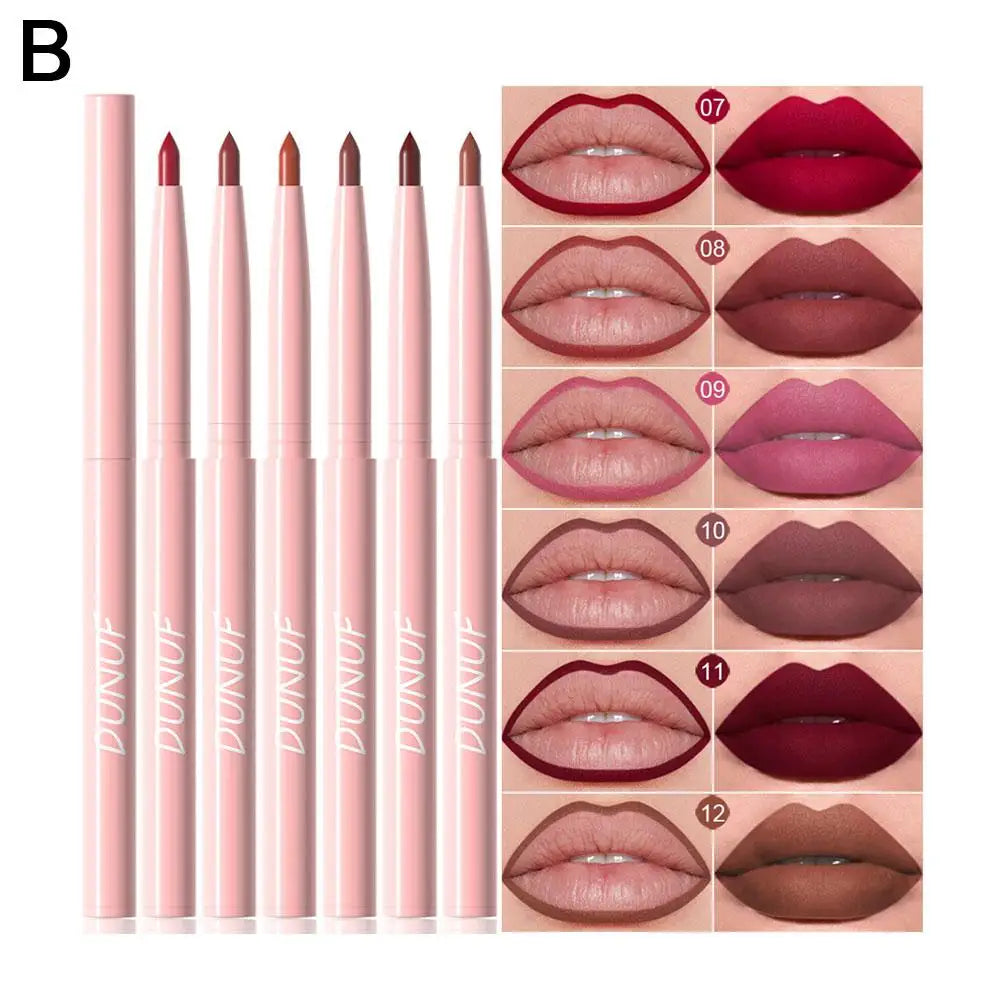 12 Colors Matte Lip Liner Pencil Set,Creamy Velvet Lipstick,Long Lasting Waterproof Smooth High Pigmented Lip Makeup for Women