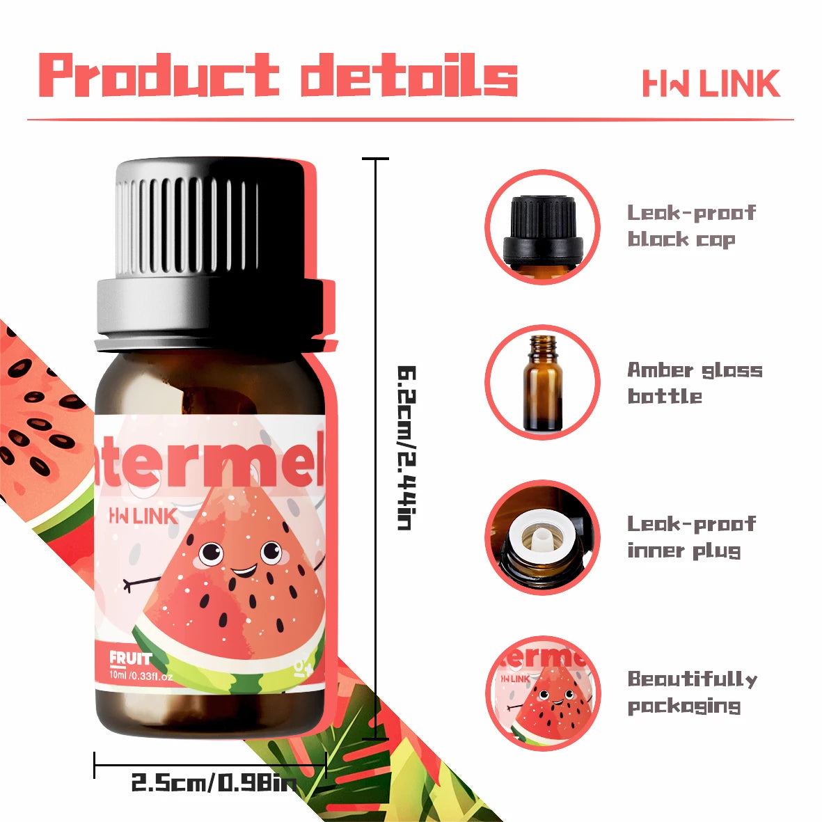 10ml Watermelon Essential Oils Perfumes Fragrance Oils For Aromatherapy Diffusers Home Yoga Skin Care Diy Candle