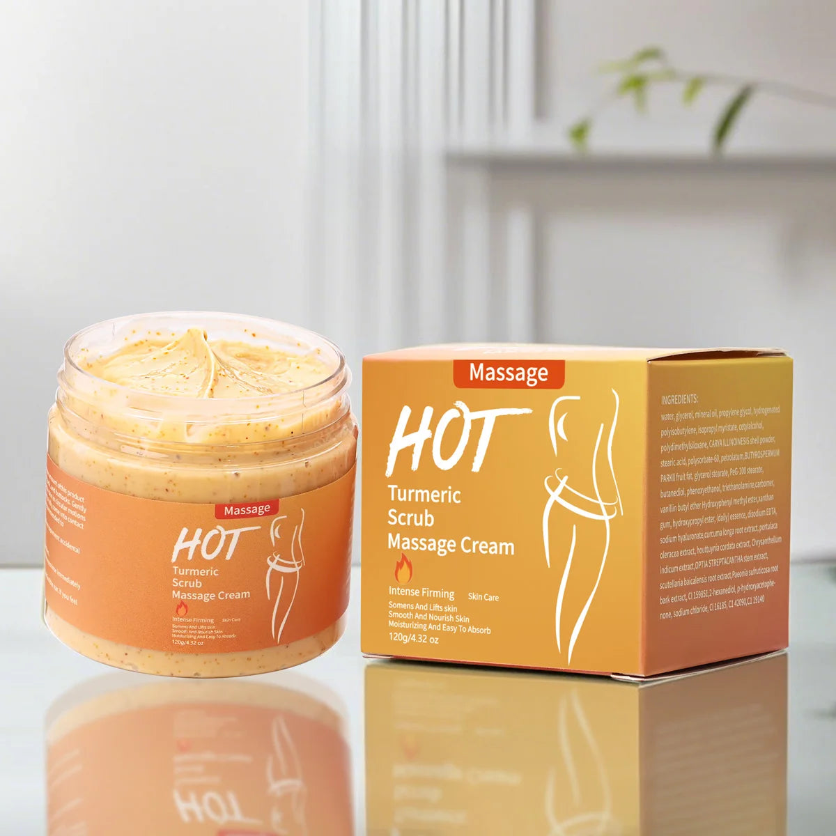 Turmeric Massage Scrub Whitening and Exfoliating Massage, Heating Cream, Exercise Firming Walnut Shell Particle Massage Cream