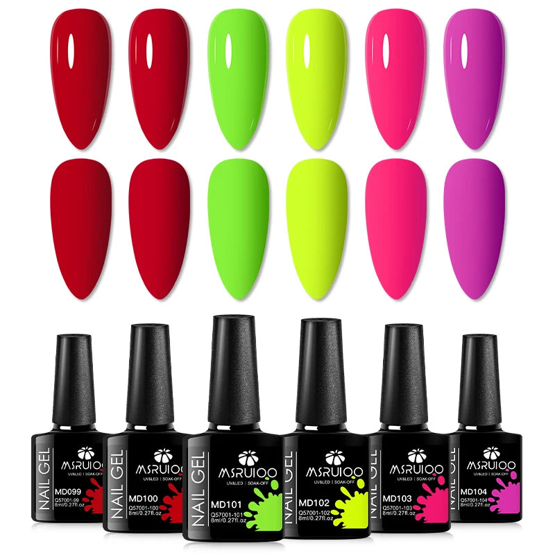 6pc All-Season Colors Gel Nail Polish Set UV LED Soak Off Nail Art Supplies Semi Permanent DIY Manicure Salon Nails Design